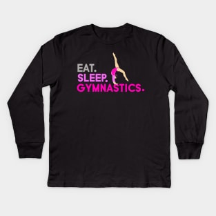 Eat, Sleep, Gymnastics ft Aliya Mustafina Kids Long Sleeve T-Shirt